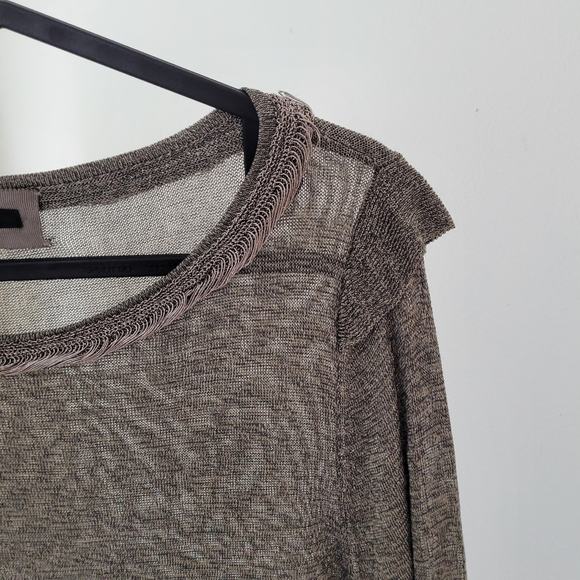 Luisa Cerano Women's Gray Crew Neck Long Sleeve Pullover  Size 8 - Picture 5 of 10